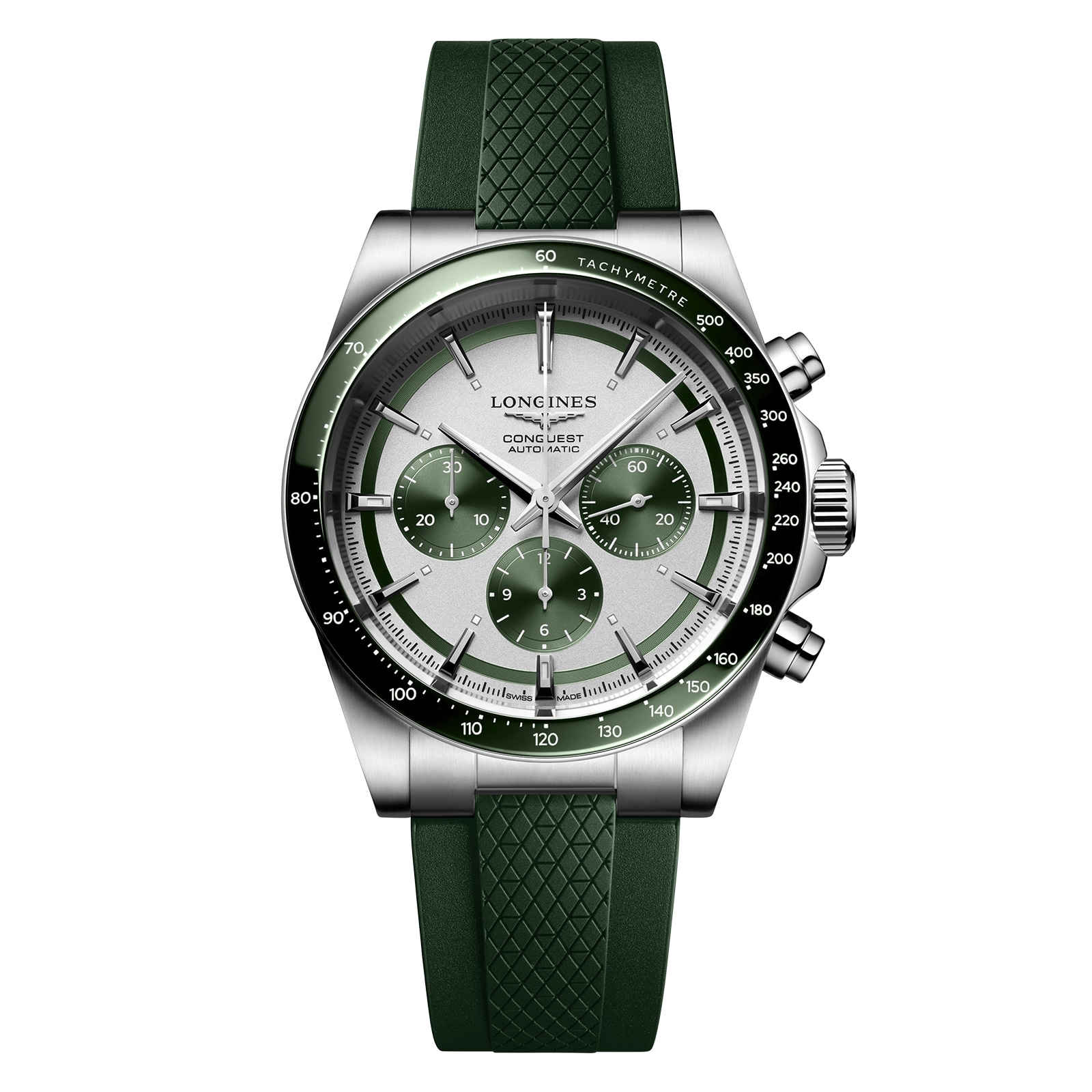Longines Conquest 42mm Mens Watch Green Rubber Strap Longines Conquest 42mm Mens Watch Green Rubber Strap
