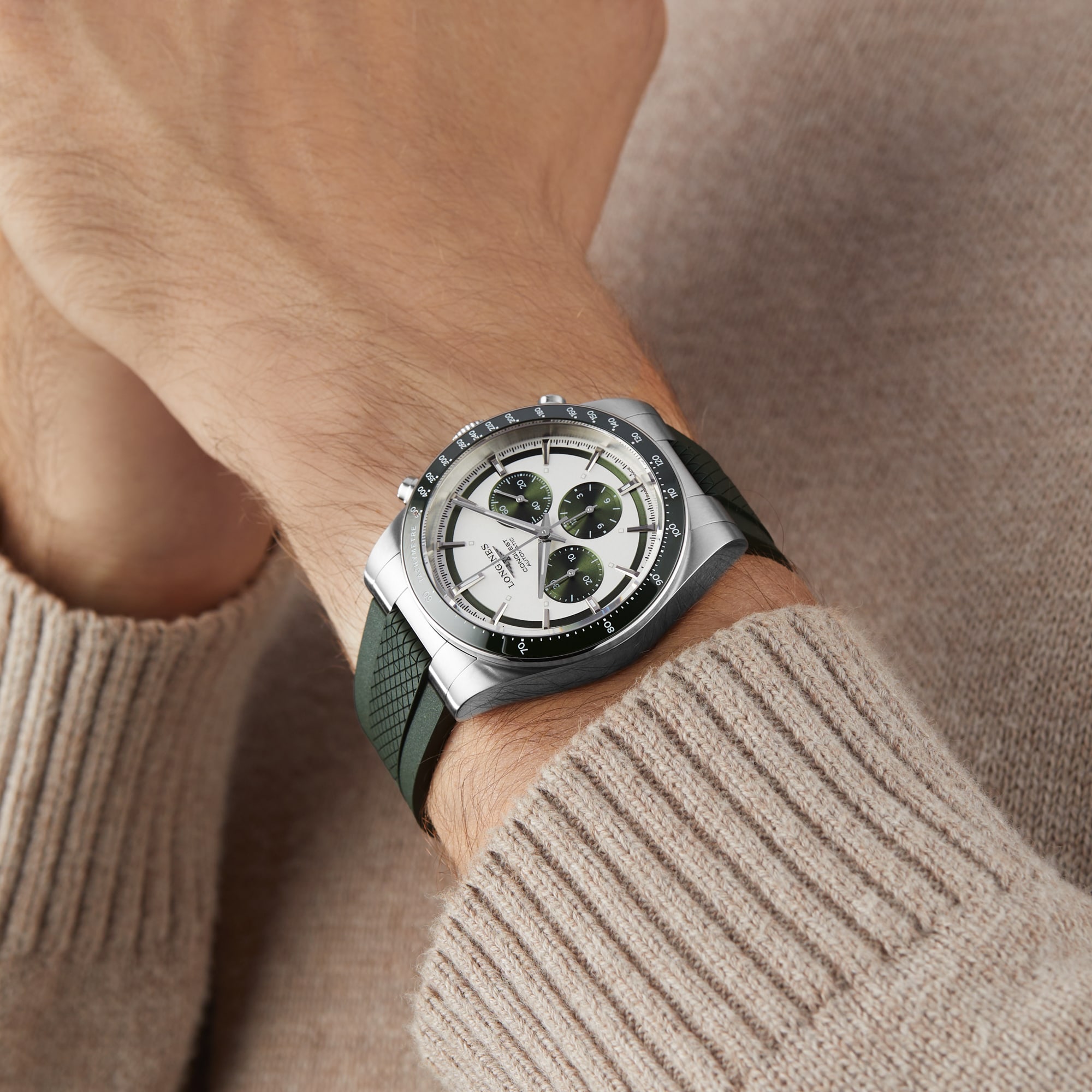 Longines Conquest 42mm Mens Watch Green Rubber Strap Longines Conquest 42mm Mens Watch Green Rubber Strap