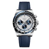 Longines Conquest 42mm Mens Watch Blue Rubber Strap