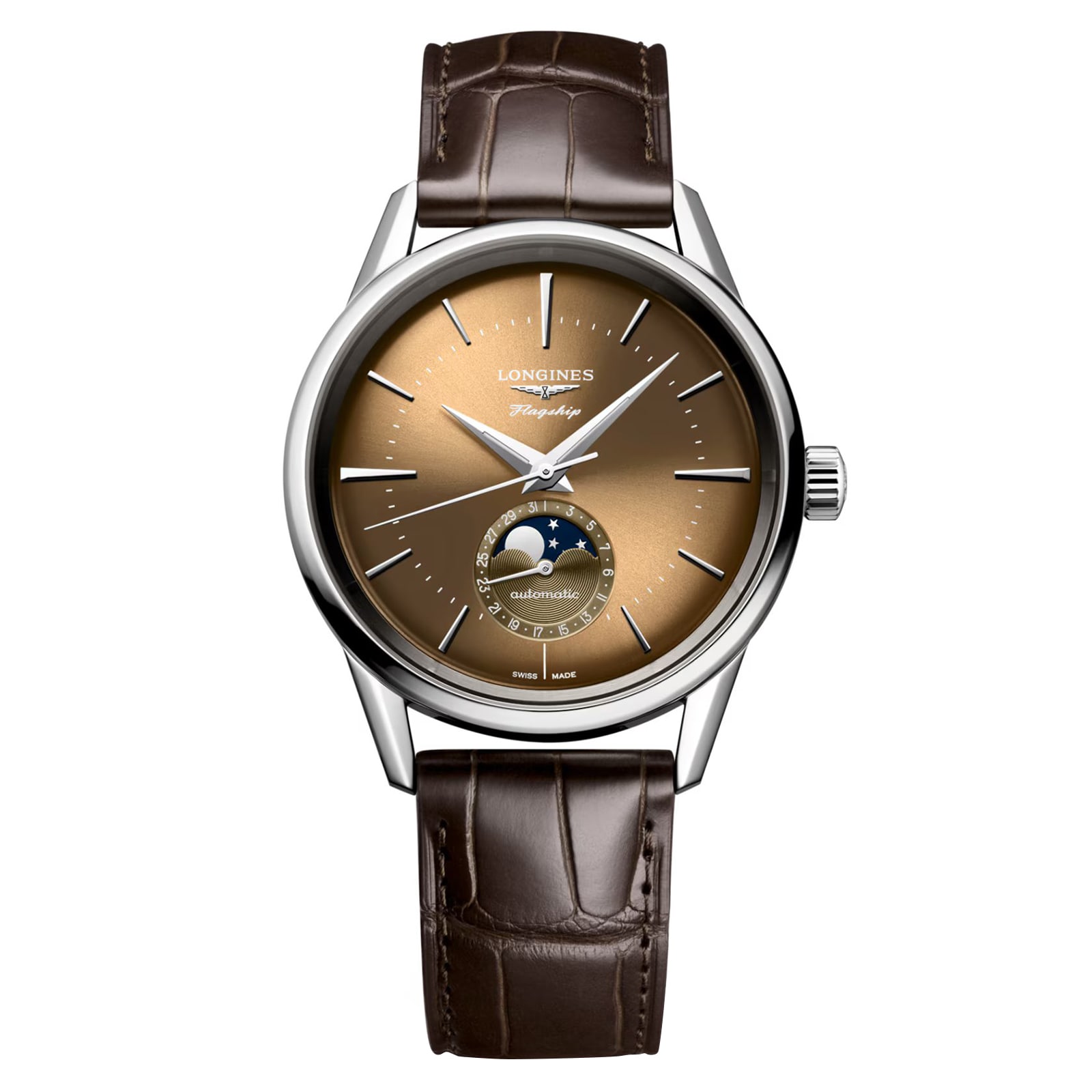 Longines Flagship Heritage Moonphase 38.5mm Mens Watch Brown