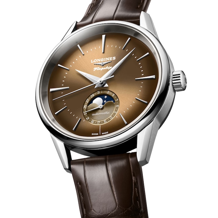 Longines Flagship Heritage Moonphase 38.5mm Mens Watch Brown