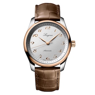 Longines Master Collection Stainless Steel and 18ct Rose Gold 40mm Mens Watch Silver