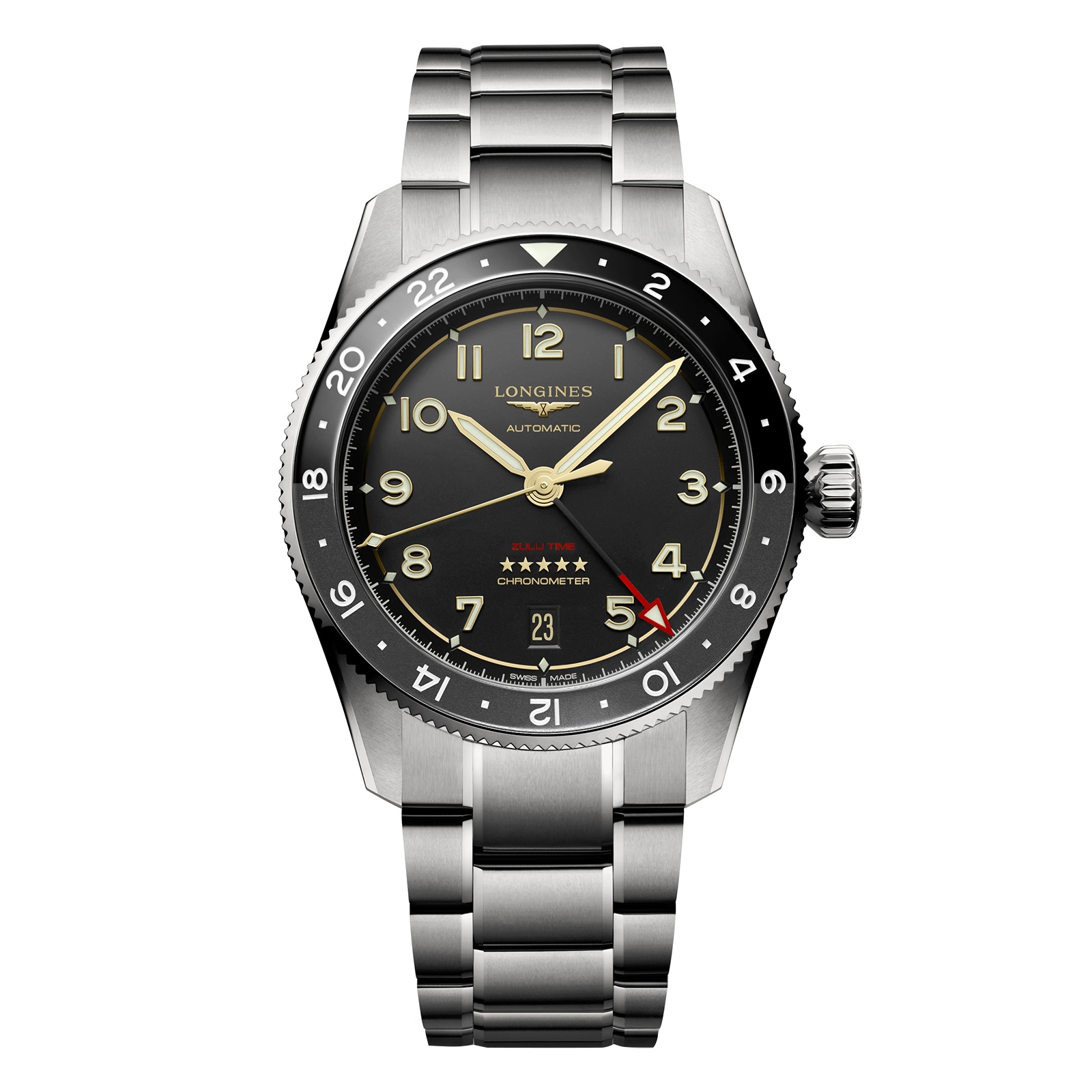 Longines Spirit Zulu Time 39mm Mens Watch Black Longines Spirit Zulu Time 39mm Mens Watch Black