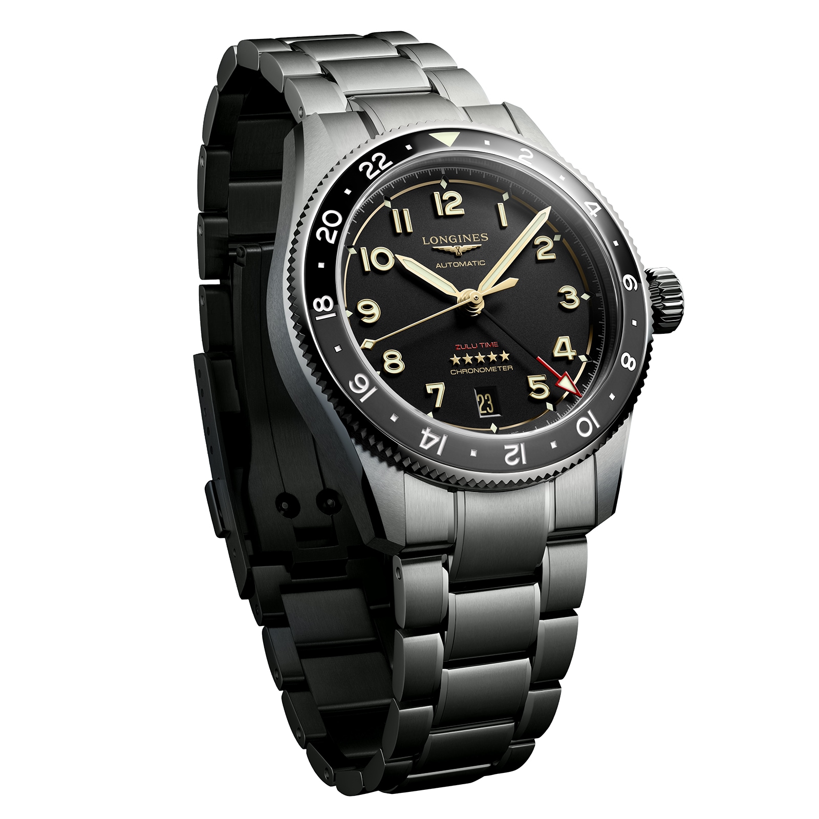 Longines Spirit Zulu Time 39mm Mens Watch Black Longines Spirit Zulu Time 39mm Mens Watch Black