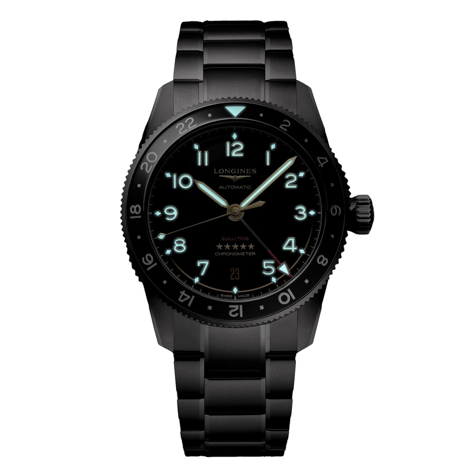 Longines Spirit Zulu Time 39mm Mens Watch Black Longines Spirit Zulu Time 39mm Mens Watch Black