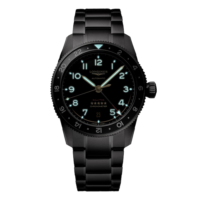 Longines Spirit Zulu Time 39mm Mens Watch Black