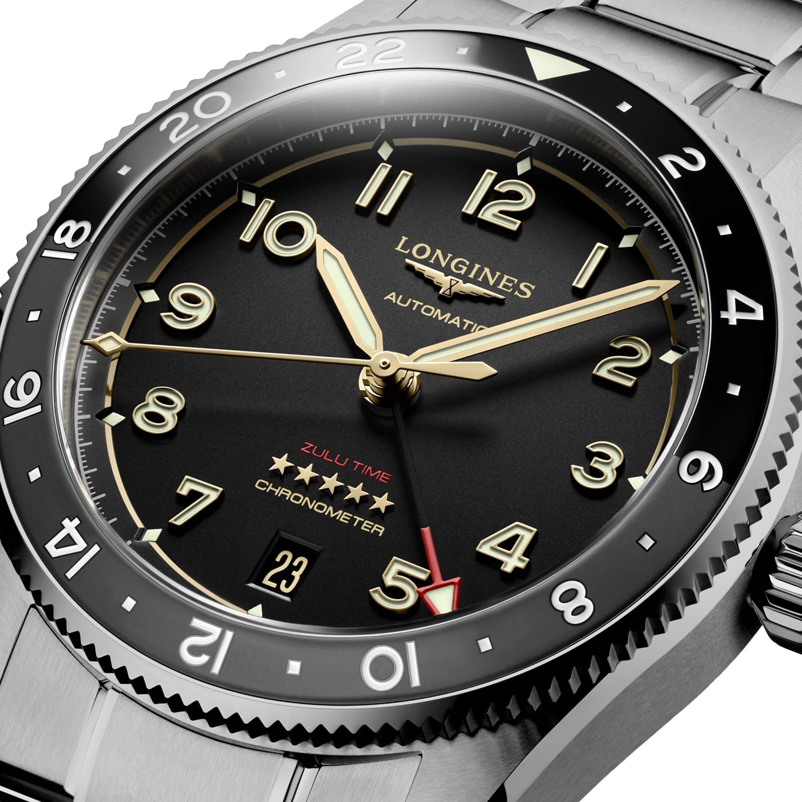 Longines Spirit Zulu Time 39mm Mens Watch Black Longines Spirit Zulu Time 39mm Mens Watch Black