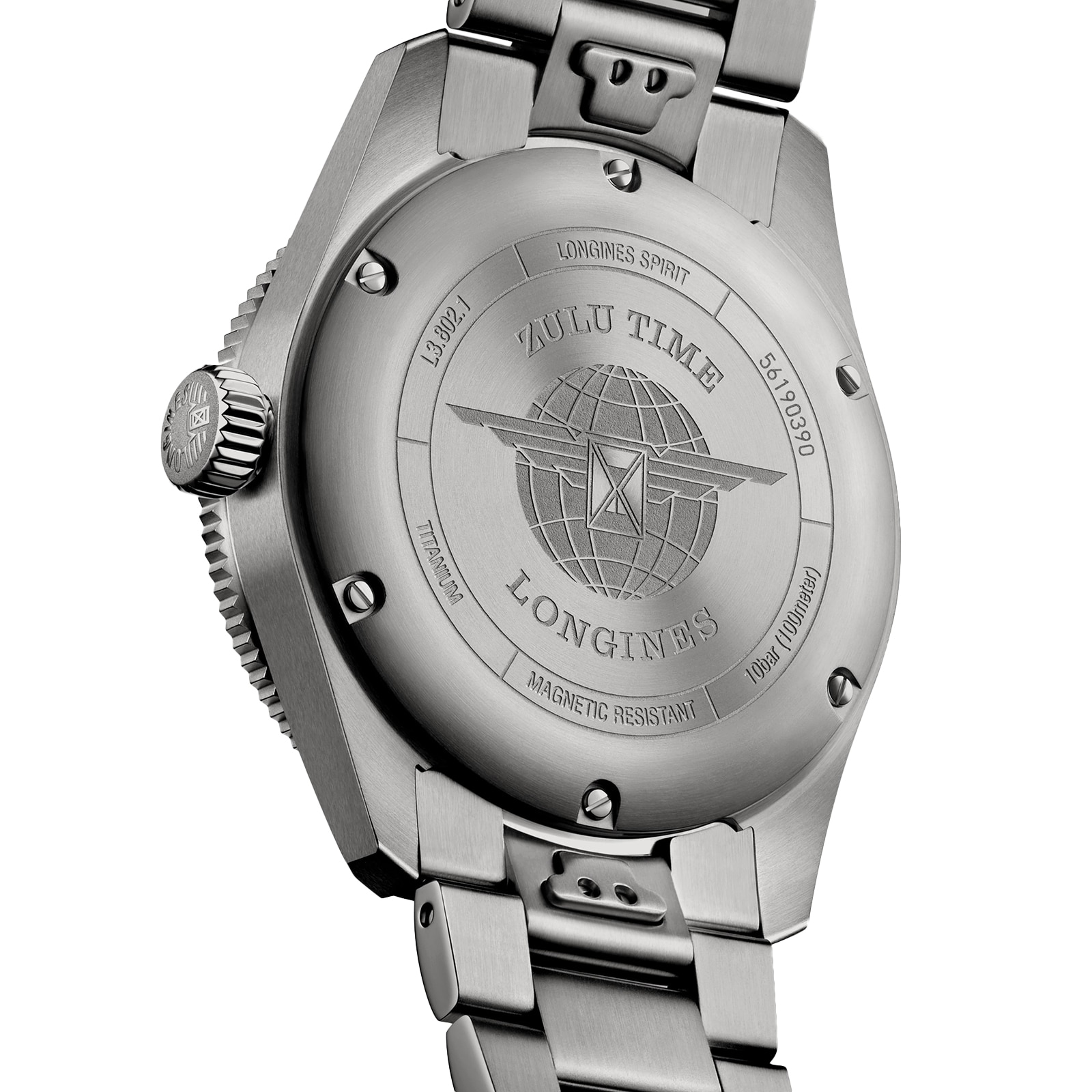 Longines Spirit Zulu Time 39mm Mens Watch Black