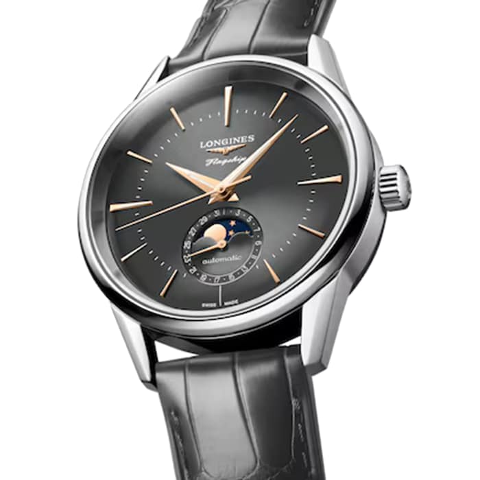 Longines Flagship Heritage Moonphase 38.5mm Mens Watch Grey