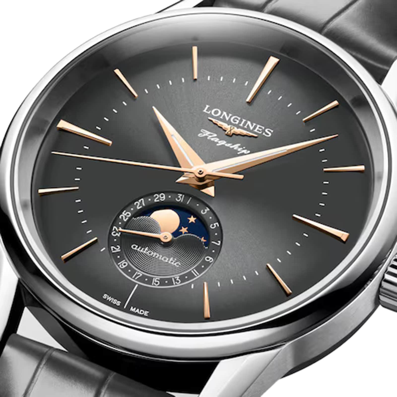 Longines Flagship Classic Heritage Moonphase 38.5mm Mens Watch Grey Longines Flagship Classic Heritage Moonphase 38.5mm Mens Watch Grey
