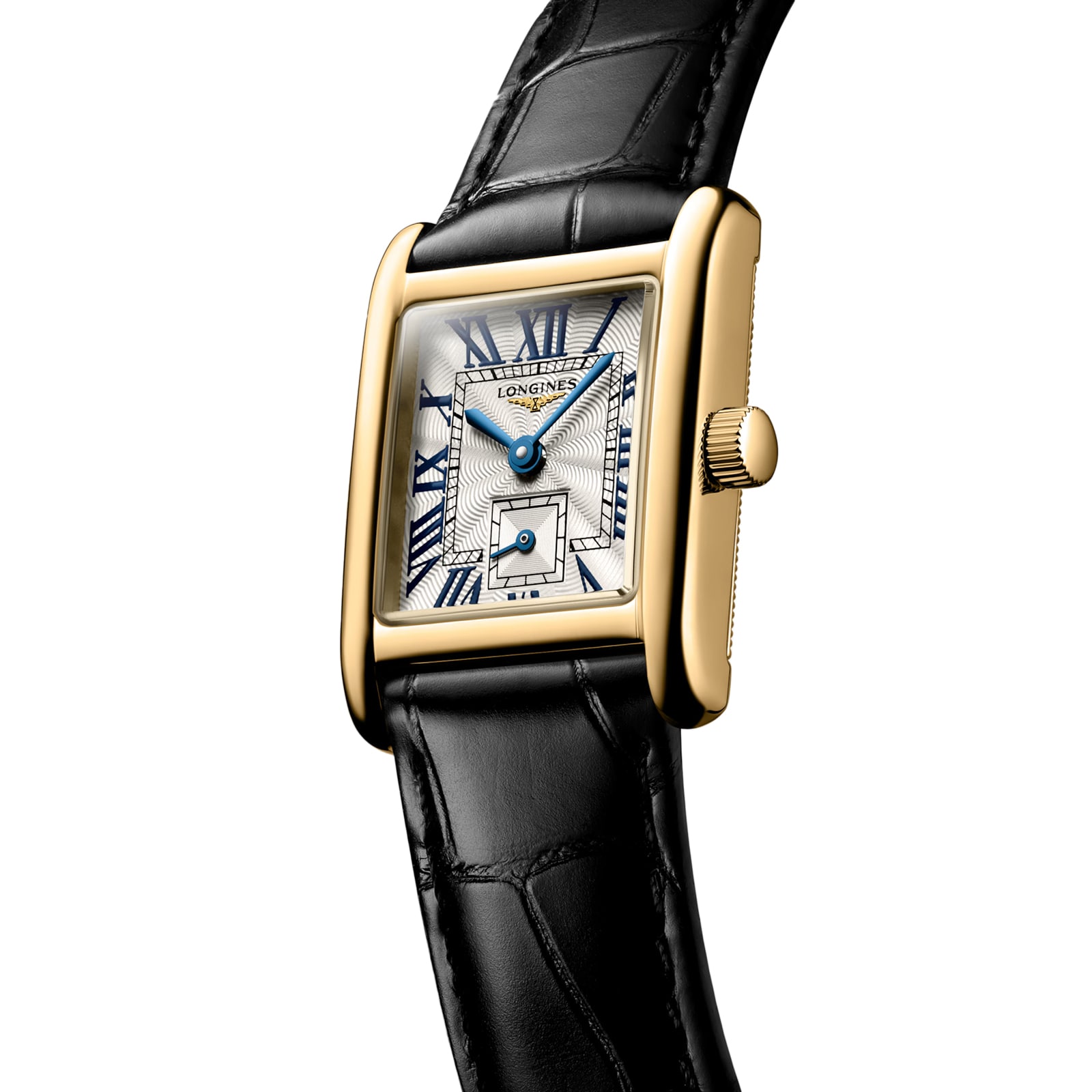 Longines Mini DolceVita 21.5mm X 29mm Ladies Watch Silver Black Alligator