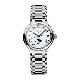 Longines PrimaLuna Automatic 34mm Ladies Watch Silver