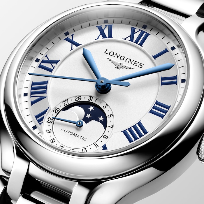 Longines PrimaLuna 34mm Ladies Watch Silver