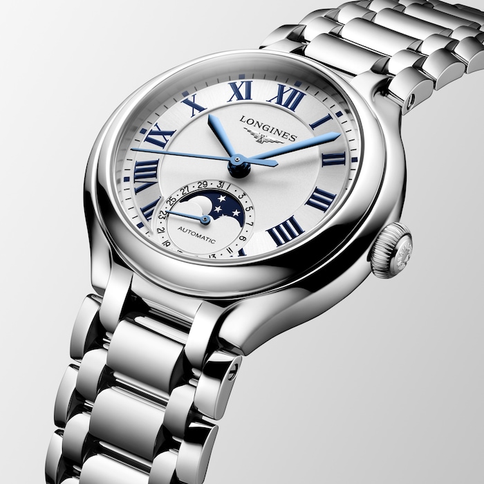Longines PrimaLuna 34mm Ladies Watch Silver