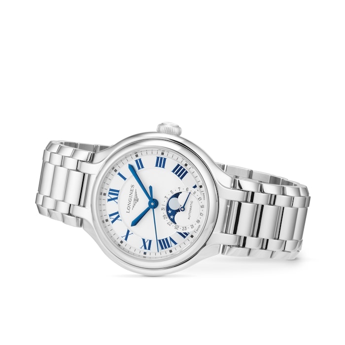 Longines PrimaLuna Automatic 34mm Ladies Watch Silver