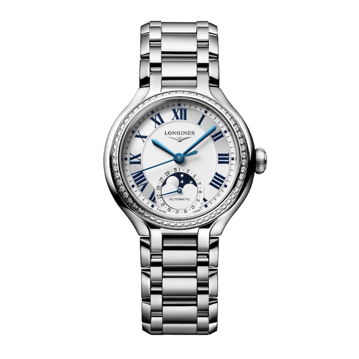 Longines PrimaLuna 34mm Ladies Watch Silver