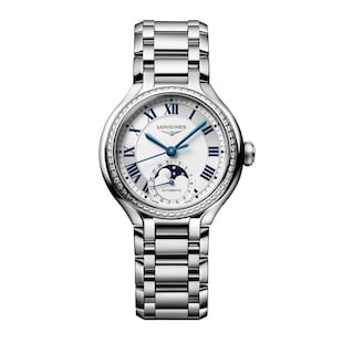 Longines PrimaLuna 34mm Ladies Watch Silver