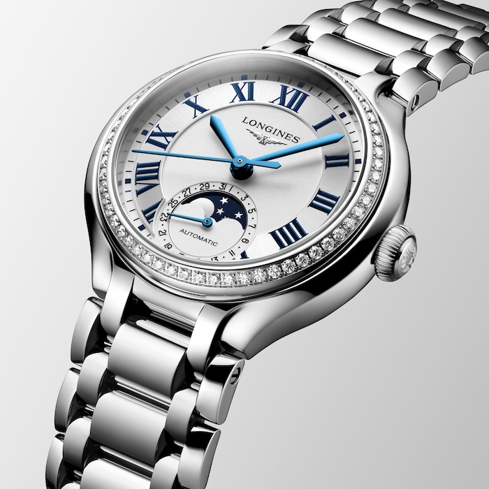 Longines PrimaLuna 34mm Ladies Watch Silver