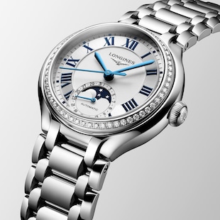 Longines PrimaLuna 34mm Ladies Watch Silver