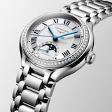 Longines PrimaLuna 34mm Ladies Watch Silver