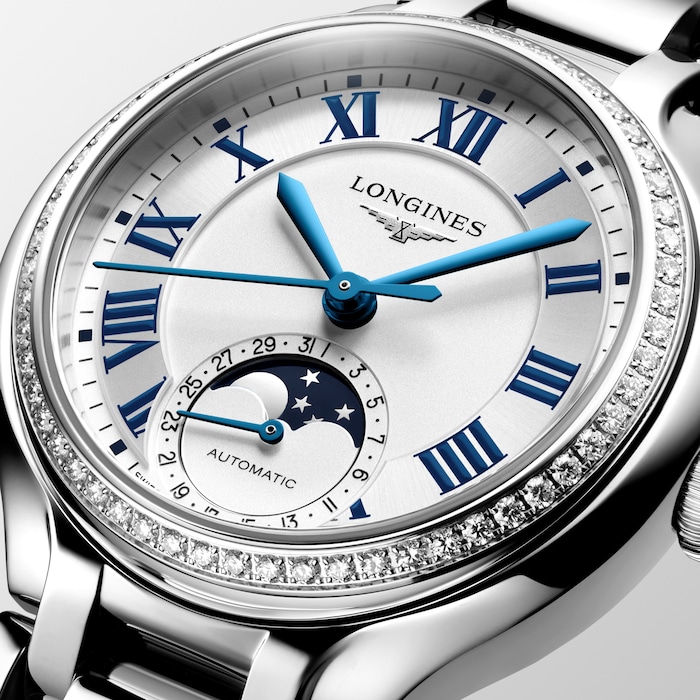 Longines PrimaLuna 34mm Ladies Watch Silver