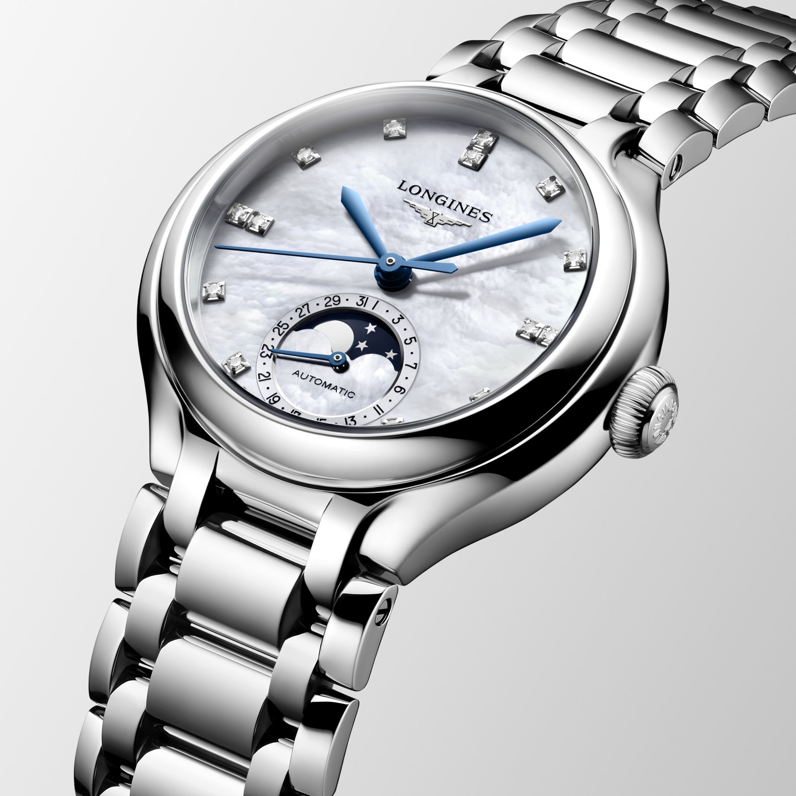 Longines PrimaLuna Moonphase Automatic 34mm Ladies Watch Mother Of Pearl Longines PrimaLuna Moonphase Automatic 34mm Ladies Watch Mother Of Pearl