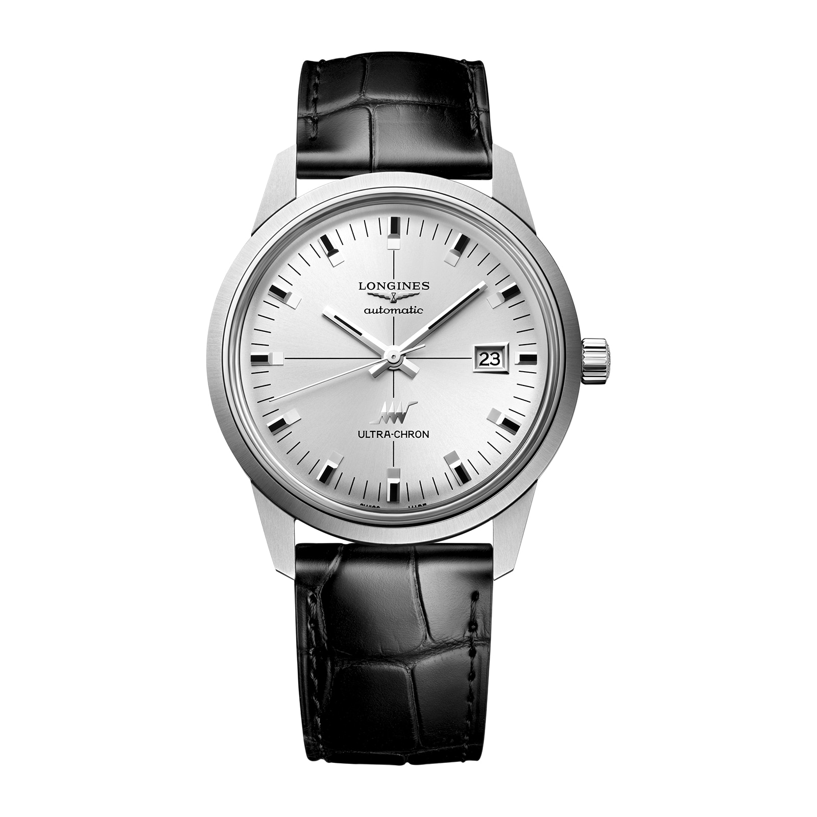 Longines Ultra-Chron Classic 40mm Mens Watch Silver Alligator Longines Ultra-Chron Classic 40mm Mens Watch Silver Alligator