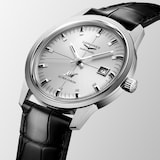 Longines Ultra-Chron Classic 40mm Mens Watch Silver Alligator