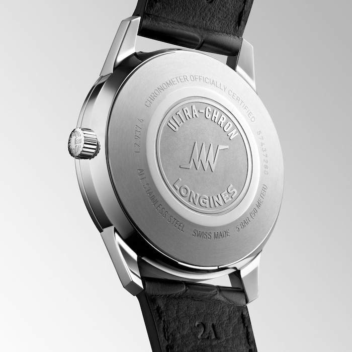 Longines Ultra-Chron Classic 40mm Mens Watch Silver Alligator