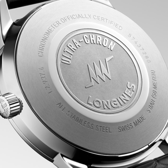 Longines Ultra-Chron Classic 40mm Mens Watch Silver Alligator