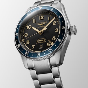 Longines Spirit Zulu Time 42mm Mens Watch Black