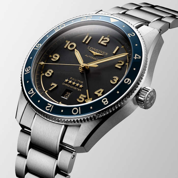 Longines Spirit Zulu Time 42mm Mens Watch Black