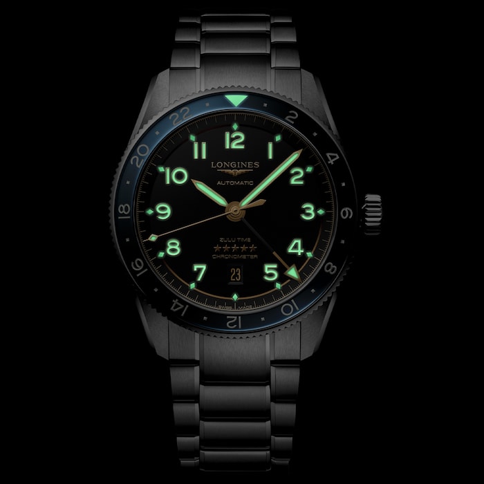 Longines Spirit Zulu Time 42mm Mens Watch Black