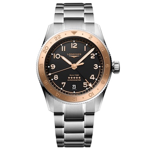Longines Spirit Zulu Time 1925 39mm Mens Watch Black 18ct Rose Gold