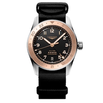 Longines Spirit Zulu Time 1925 39mm Mens Watch Black 18ct Rose Gold