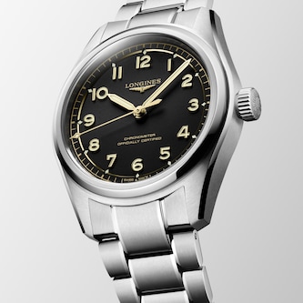 Longines Spirit Pilot 3 Hands 39mm Mens Watch Black