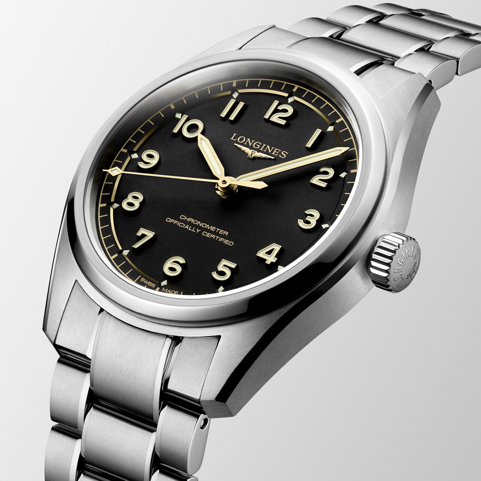 Longines Spirit Pilot 3 Hands 39mm Mens Watch Black L38094536 | Mayors