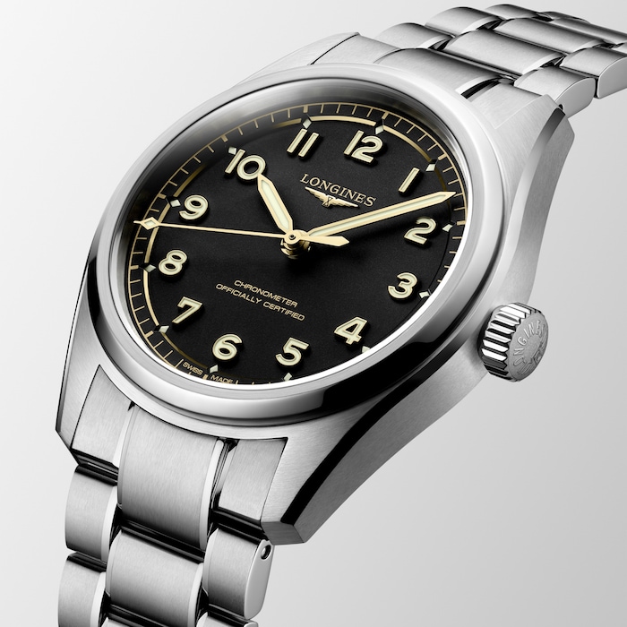Longines Spirit Pilot 3 Hands 39mm Mens Watch Black