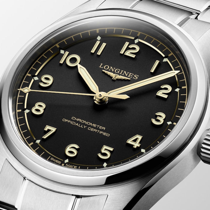 Longines Spirit Pilot 3 Hands 39mm Mens Watch Black