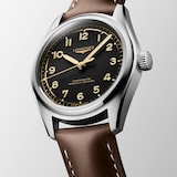 Longines Spirit Pilot 3 Hands 39mm Mens Watch Leather Black