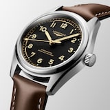 Longines Spirit Pilot 3 Hands 39mm Mens Watch Leather Black