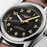 Longines Spirit Pilot 3 Hands 39mm Mens Watch Leather Black