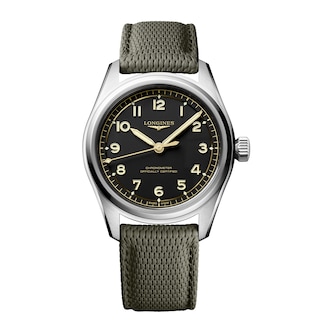 Longines Spirit Pilot 3 Hands 39mm Mens Watch Rubber Black