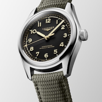 Longines Spirit Pilot 3 Hands 39mm Mens Watch Rubber Black