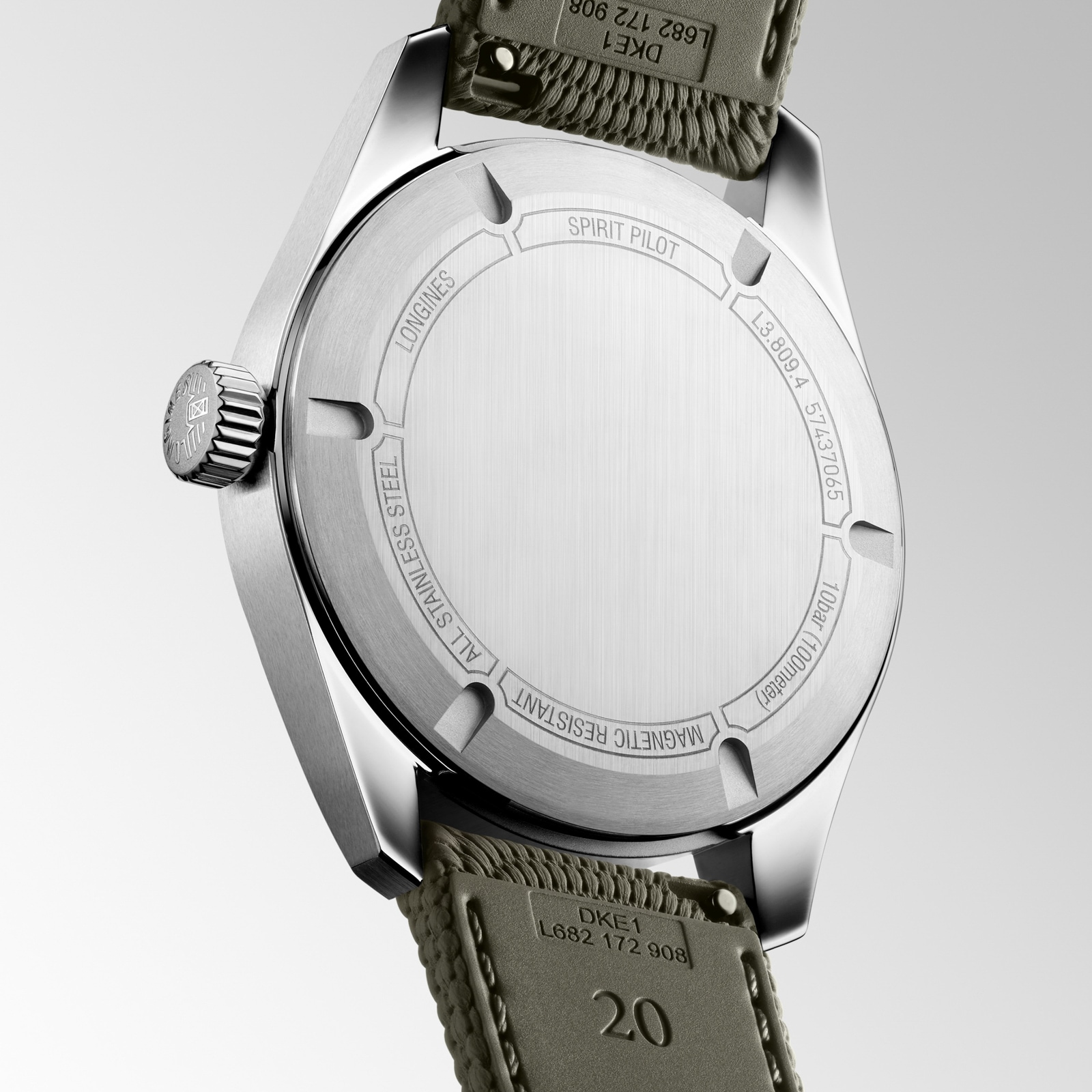 Longines Spirit Pilot 3 Hands 39mm Mens Watch Rubber Black