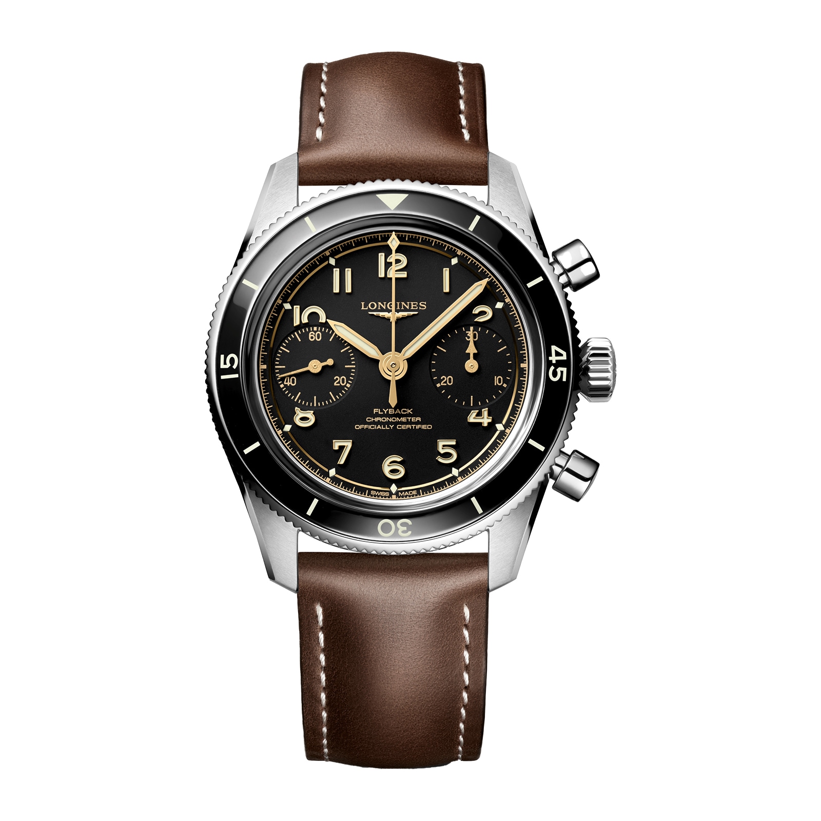 Longines Spirit Pilot Flyback Chronograph 39.5mm Mens Watch Leather Black Longines Spirit Pilot Flyback Chronograph 39.5mm Mens Watch Leather Black