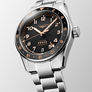Longines Spirit Zulu Time 39mm Mens Watch Black