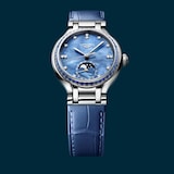 Longines PrimaLuna 34mm Ladies Watch Blue Leather Strap