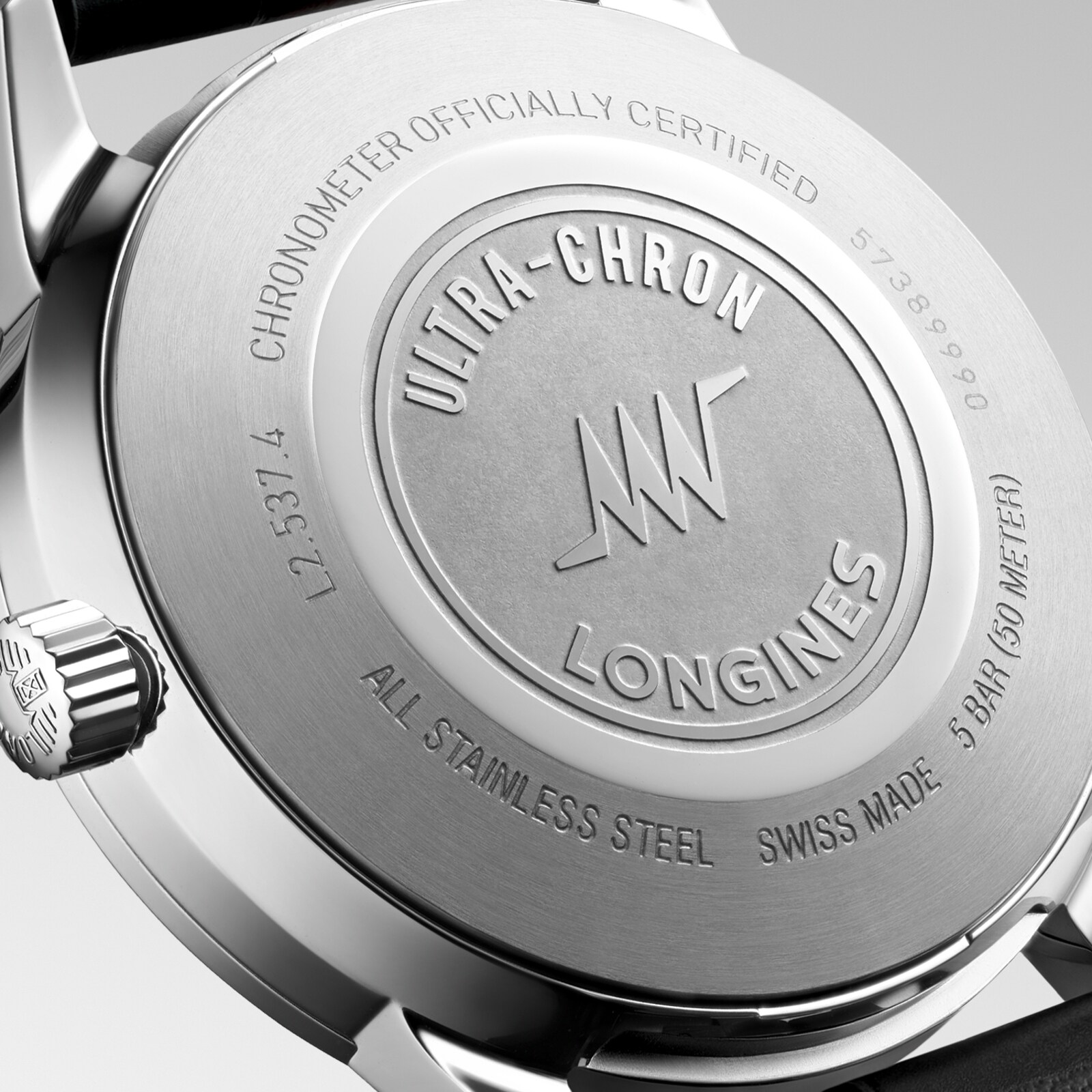 Longines Ultra-Chron Classic 37mm Mens Watch Silver Alligator