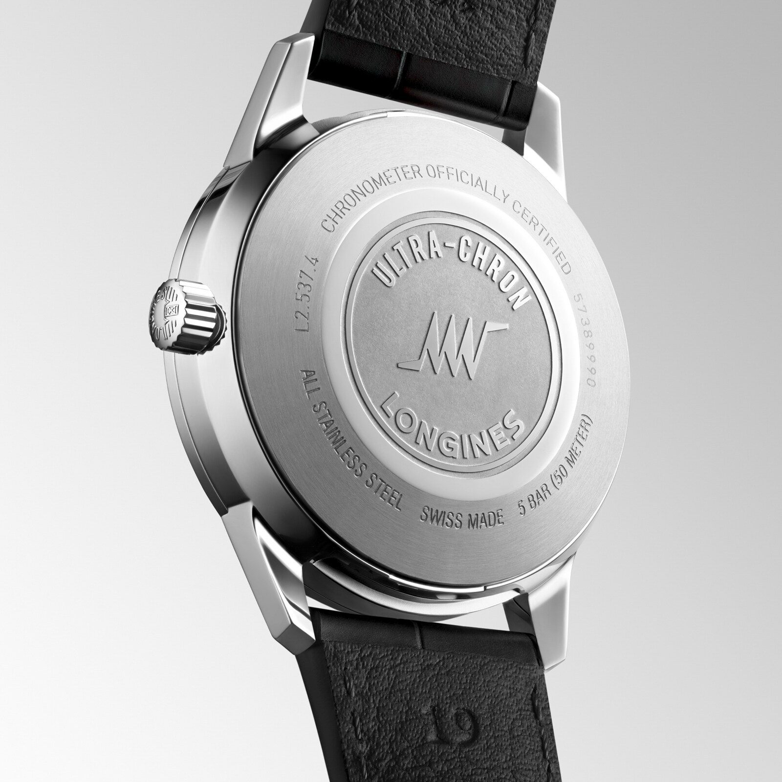 Longines Ultra-Chron Classic 37mm Mens Watch Silver Alligator